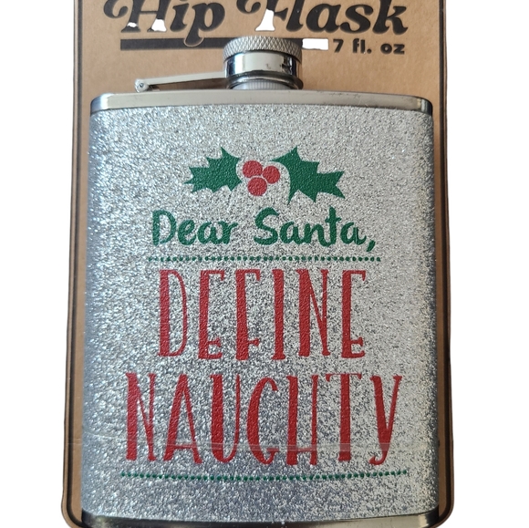 NWOT | WILD EYE DESIGNS | HIP FLASK | DEAR SANTA, DEFINE NAUGHTY |  70Z - Picture 3 of 7